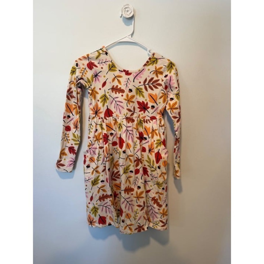 Hanna Andersson Cream Long-Sleeve Fall Leaf Print Dress